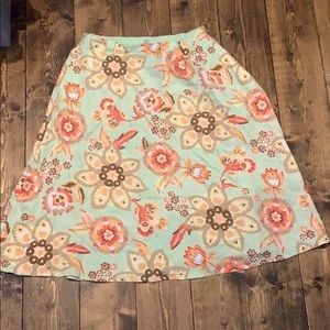 j.jill teal flower skirt